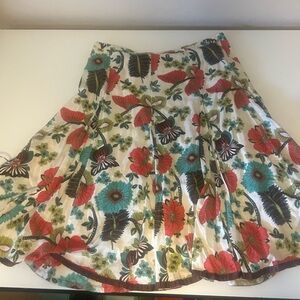NY Collection Floral Circle Skirt in Coral, Teal & Cream
